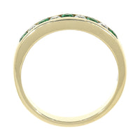 Emerald and Diamond 18ct Yellow Gold Channel Set Half Eternity Ring