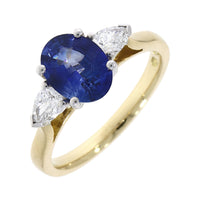 Sapphire and Diamond 18ct Yellow Gold Three Stone Ring