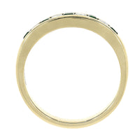 Emerald and Diamond 18ct Yellow Gold Princess Cut Channel Set Half Eternity Ring - Michael Jones Jeweller