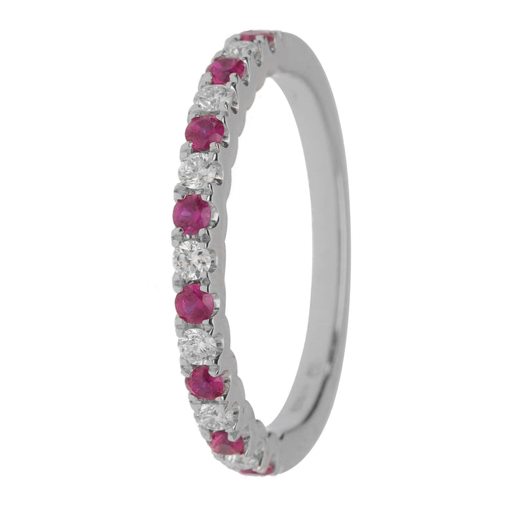 Ruby and Diamond 18ct White Gold Half Eternity Ring