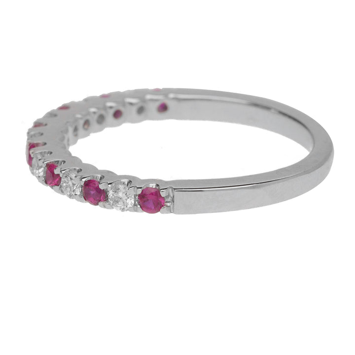 Ruby and Diamond 18ct White Gold Half Eternity Ring