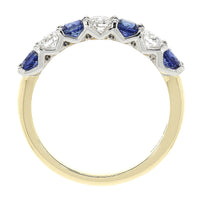 Sapphire and Diamond 18ct Yellow Gold Half Eternity Ring