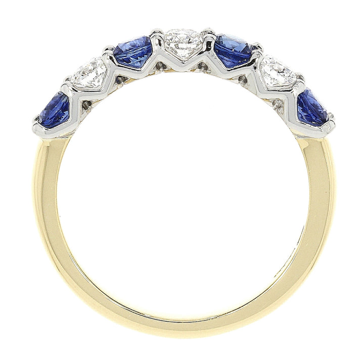 Sapphire and Diamond 18ct Yellow Gold Half Eternity Ring - Michael Jones Jeweller