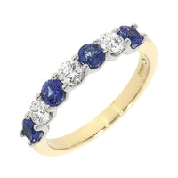 Sapphire and Diamond 18ct Yellow Gold Half Eternity Ring