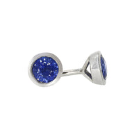 Sapphire 18ct White Gold Rub Over Stud Earrings - Michael Jones Jeweller