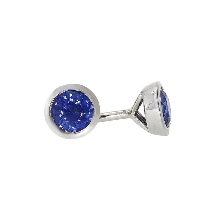 Sapphire 18ct White Gold Rub Over Stud Earrings