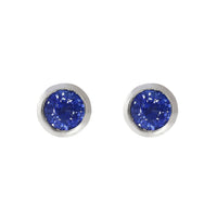 Sapphire 18ct White Gold Rub Over Stud Earrings