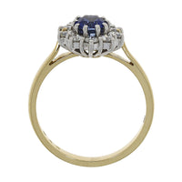 Sapphire and Diamond 18ct Yellow Gold Oval Cluster Ring - Michael Jones Jeweller