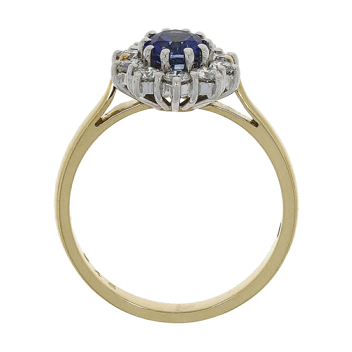 Sapphire and Diamond 18ct Yellow Gold Oval Cluster Ring