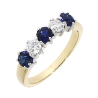 Sapphire and Diamond 18ct Yellow Gold Half Eternity Ring - Michael Jones Jeweller