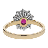 Ruby and Diamond 18ct Yellow Gold Oval Cluster Ring - Michael Jones Jeweller