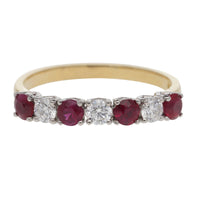 Ruby and Diamond 18ct Yellow Gold Half Eternity Ring