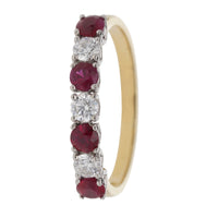 Ruby and Diamond 18ct Yellow Gold Half Eternity Ring