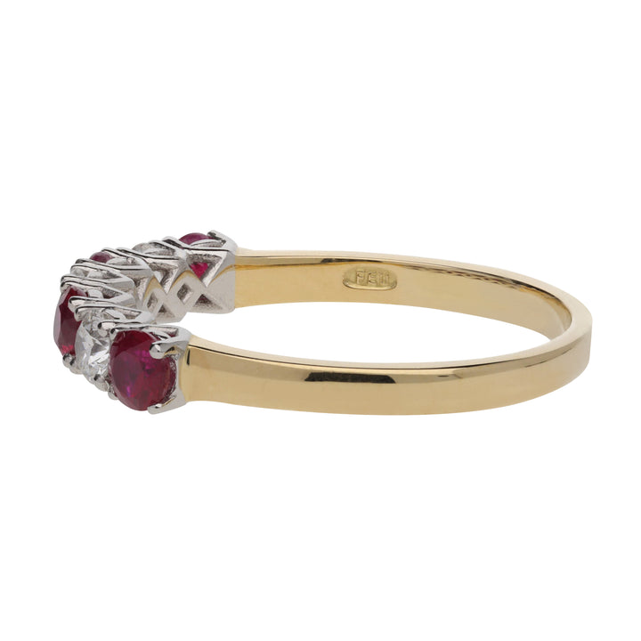 Ruby and Diamond 18ct Yellow Gold Half Eternity Ring - Michael Jones Jeweller