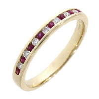 Ruby and Diamond 18ct Yellow Gold Channel Set Half Eternity Ring