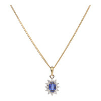 Sapphire and Diamond 18ct Yellow and White Gold Cluster Pendant - Michael Jones Jeweller