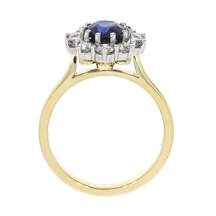 Sapphire and Diamond 18ct Yellow Gold Cluster Ring - Michael Jones Jeweller