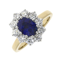 Sapphire and Diamond 18ct Yellow Gold Cluster Ring