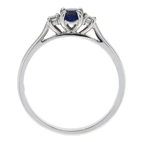 Sapphire and Diamond Platinum Three Stone Ring - Michael Jones Jeweller