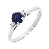 Sapphire and Diamond Platinum Three Stone Ring - Michael Jones Jeweller