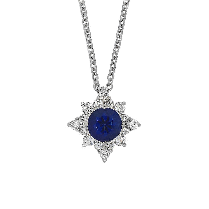 Sapphire and Diamond 18ct White Gold Guiding Star Necklace - Michael Jones Jeweller