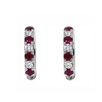 Ruby and Diamond 18ct White Gold 13.5mm Hoop Earrings - Michael Jones Jeweller