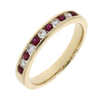 Ruby and Diamond 18ct Yellow Gold Channel Set Half Eternity Ring - Michael Jones Jeweller