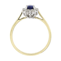 Sapphire and Diamond 18ct Yellow Gold Oval Cluster Ring - Michael Jones Jeweller