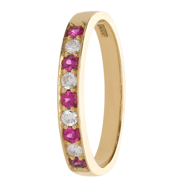 Ruby and Diamond 18ct Yellow Gold Half Eternity Ring