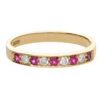 Ruby and Diamond 18ct Yellow Gold Half Eternity Ring