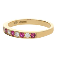 Ruby and Diamond 18ct Yellow Gold Half Eternity Ring