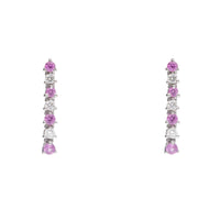 Graduated Pink Sapphire and Diamond 18ct White Gold Drop Earrings - Michael Jones Jeweller