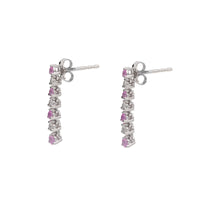 Graduated Pink Sapphire and Diamond 18ct White Gold Drop Earrings - Michael Jones Jeweller