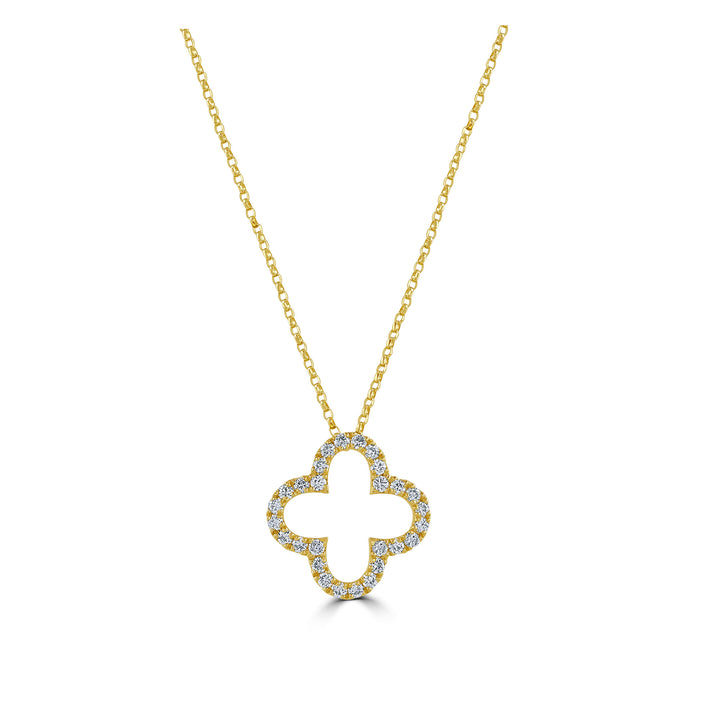 Diamond Open Clover 18ct Yellow Gold Necklace