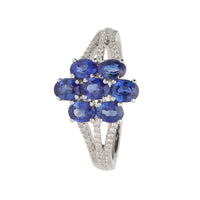 Sapphire 2.23ct and Diamond 18ct White Gold Flower Ring