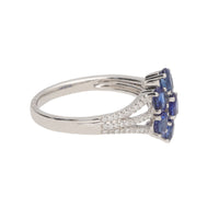 Sapphire 2.23ct and Diamond 18ct White Gold Flower Ring