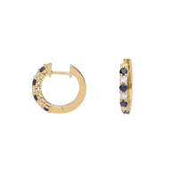 Sapphire and Diamond 18ct Yellow Gold Hoop Earrings - Michael Jones Jeweller