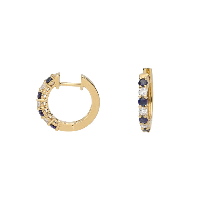 Sapphire and Diamond 18ct Yellow Gold Hoop Earrings