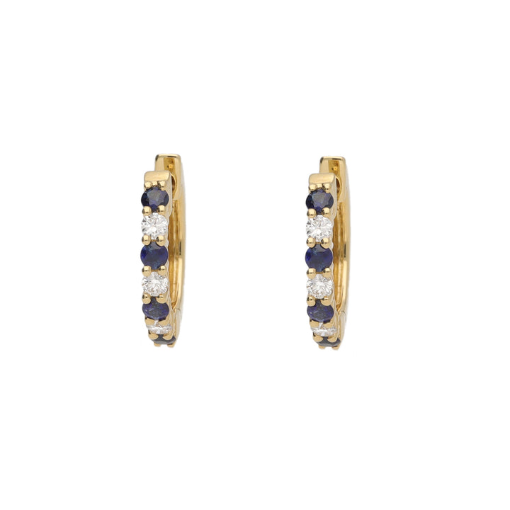 Sapphire and Diamond 18ct Yellow Gold Hoop Earrings - Michael Jones Jeweller