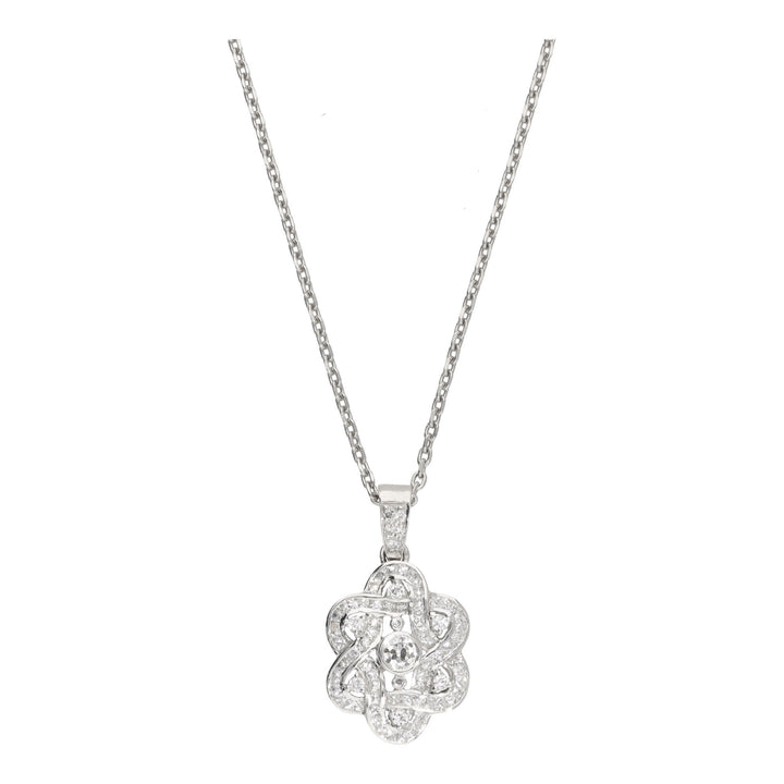 Diamond 0.75ct French Cut Platinum Knot Style Necklace - Michael Jones Jeweller