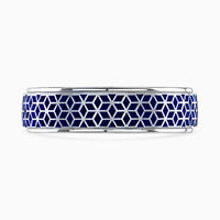 Brown & Newirth 5mm Blue Ceramic geometric wedding band in 9ct white gold