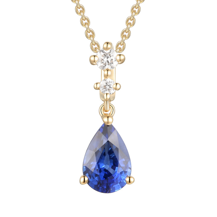 Sapphire and Diamond Pear Shape Pendant 18ct Yellow Gold