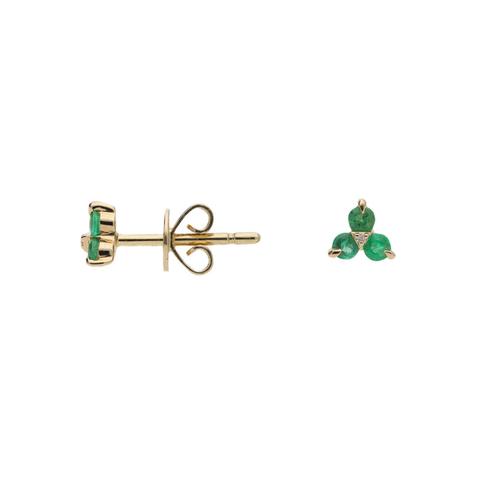 Emerald and Diamond 9ct Yellow Gold Stud Earrings - Michael Jones Jeweller