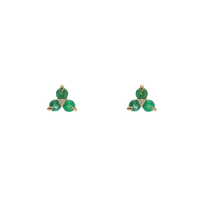 Emerald and Diamond 9ct Yellow Gold Stud Earrings - Michael Jones Jeweller