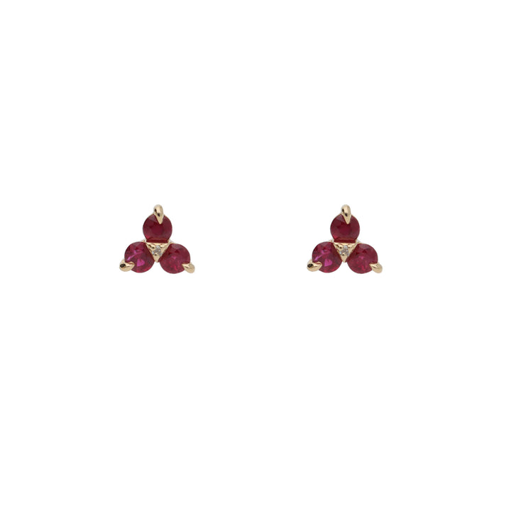 Ruby and Diamond 9ct Yellow Gold Stud Earrings - Michael Jones Jeweller