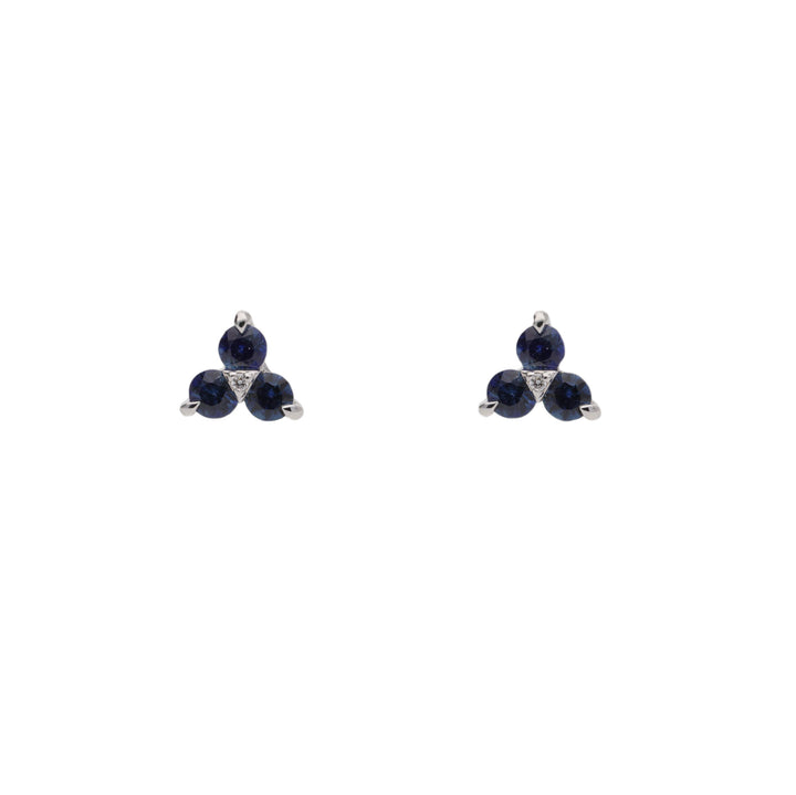 Sapphire and Diamond 9ct White Gold Stud Earrings - Michael Jones Jeweller