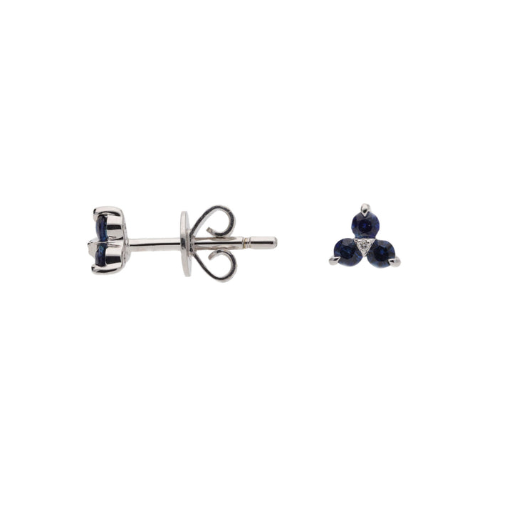 Sapphire and Diamond 9ct White Gold Stud Earrings - Michael Jones Jeweller