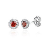 Garnet and Diamond 18ct White Gold Cluster Stud Earrings