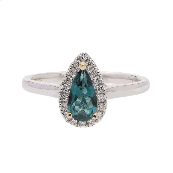 Green Tourmaline and Diamond Platinum and 18ct Yellow Gold Ring - Michael Jones Jeweller