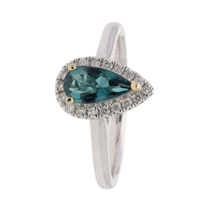 Green Tourmaline and Diamond Platinum and 18ct Yellow Gold Ring - Michael Jones Jeweller